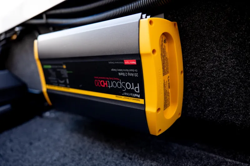 Slide: The Image of Onboard battery charger in 2026 MasterCraft NXT24 boat, featuring ProSport HD20 model. - 26