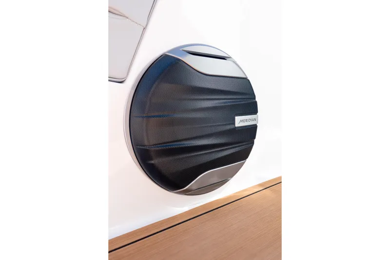 Slide: The Image of 2026 MasterCraft NXT24 boat speaker with Meridian audio system. - 31