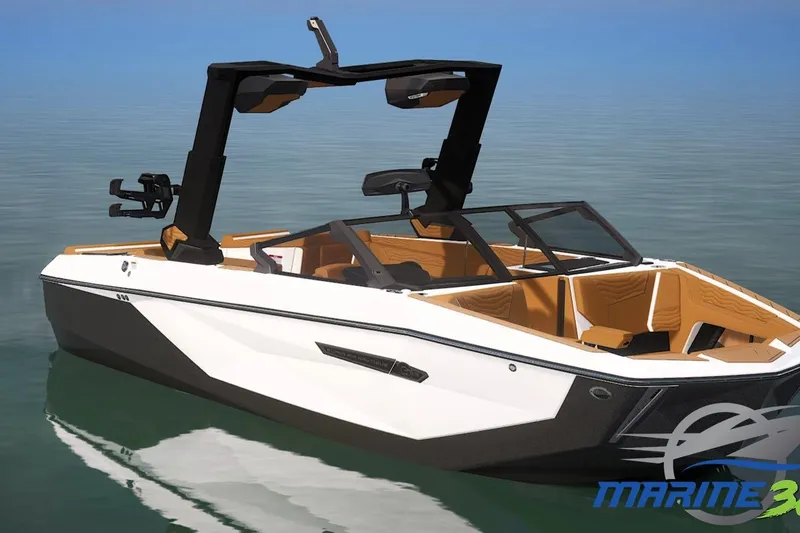 The Image of 2026 Nautique Super Air Nautique G23 boat on calm water, featuring sleek design and modern amenities. - 0
