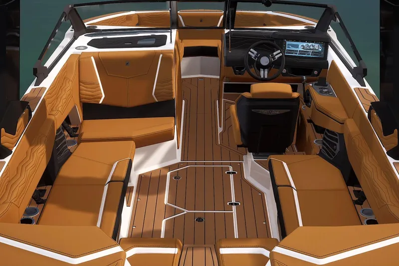 Slide: The Image of Luxurious interior of 2026 Nautique Super Air Nautique G23 boat with premium seating. - 8
