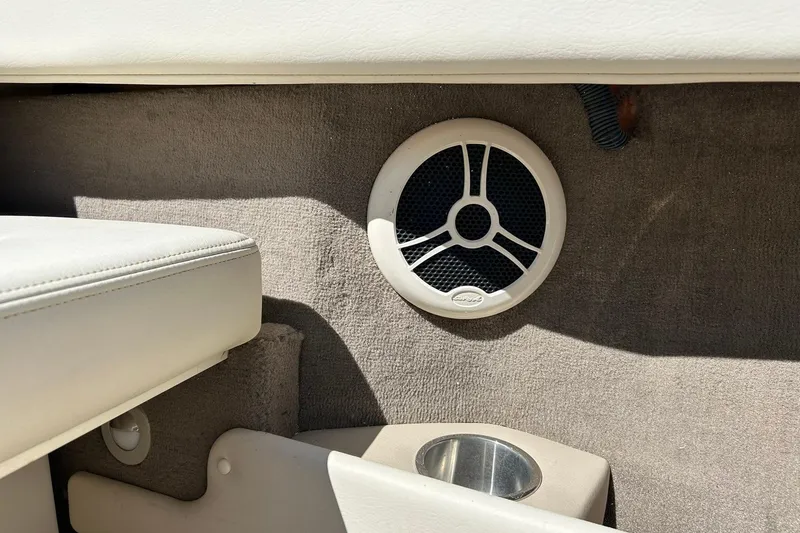 Slide: The Image of Interior of 2009 Sea Ray 210 boat with speaker and cup holder. - 40