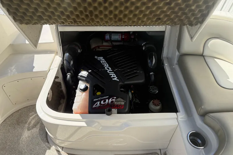 Slide: The Image of Engine compartment of a 2007 Sea Ray 270 Sundeck with MerCruiser 496 MAG engine. - 25