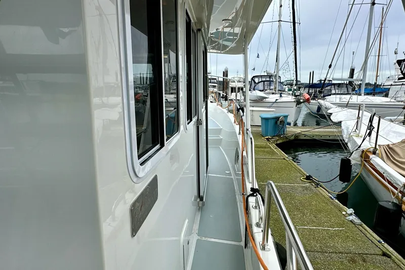 Slide: The Image of Helmsman Trawlers 37 Sedan - Starboard Walk Around Side Decks - 2