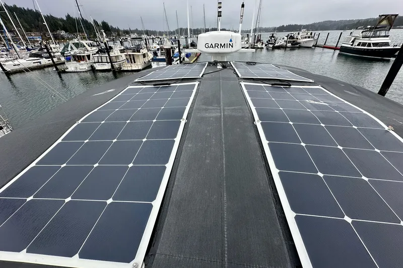Slide: The Image of Helmsman Trawlers 37 Sedan - Bimini Solar Panels - 4