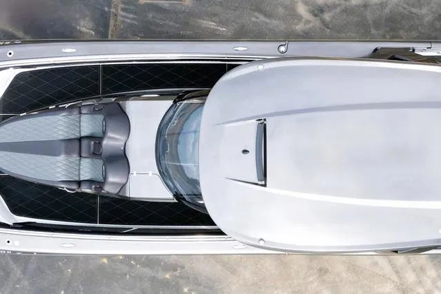 Slide: The Image of Top view of a sleek 2018 MTI V42 boat with luxurious seating. - 10