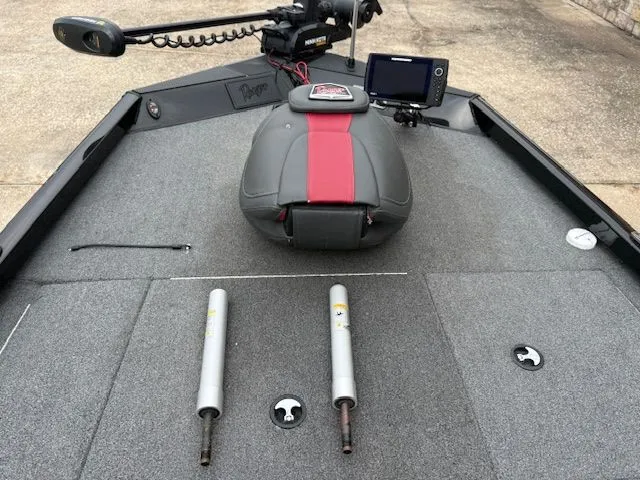 Slide: The Image of 2023 Ranger RT178 boat with gray deck and red seat. - 15