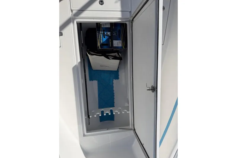 Slide: The Image of 2022 Bluewater 2850 CC boat interior with sleek design and modern features. - 13