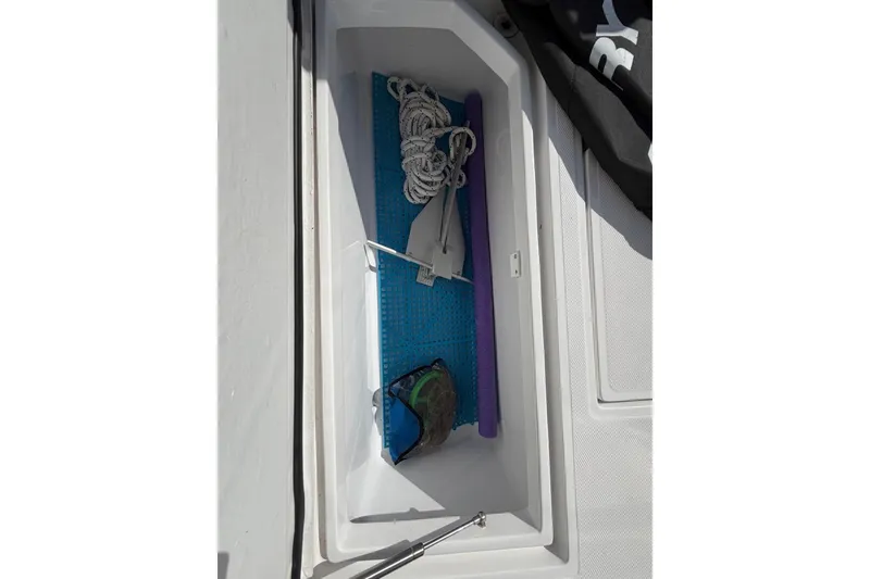 Slide: The Image of 2022 Bluewater 2850 CC boat with LED lighting and polished metal framework. - 24