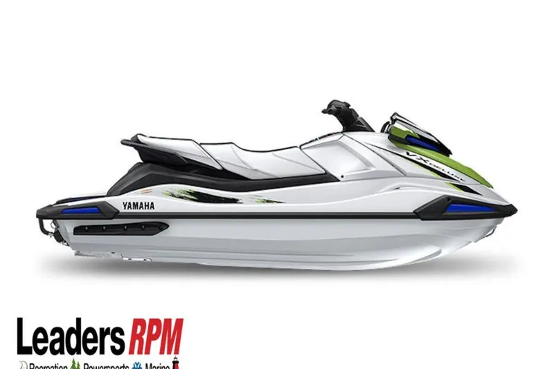 Slide: The Image of 2026 Yamaha WaveRunner VX Deluxe jet ski, sleek design, white and green accents. - 25