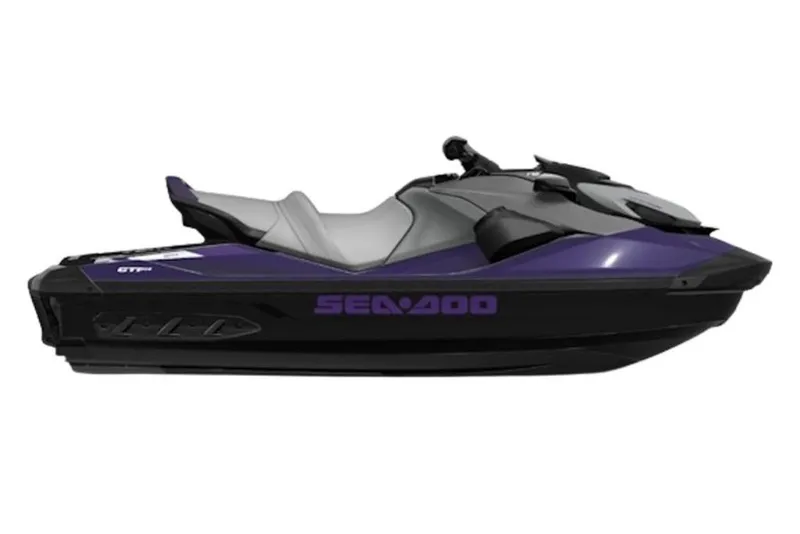 Slide: The Image of 2025 Sea-Doo GTI SE 170 jet ski in sleek black and purple design. - 18