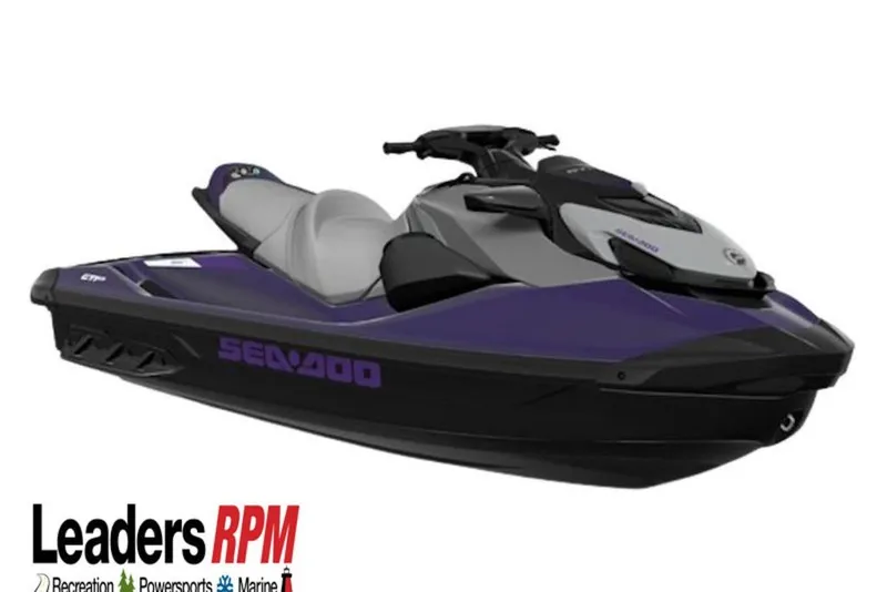 Slide: The Image of 2025 Sea-Doo GTI SE 170 jet ski in sleek black and purple design. - 19
