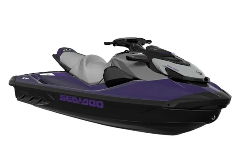 Slide: The Image of 2025 Sea-Doo GTI SE 170 jet ski in sleek black and purple design. - 22