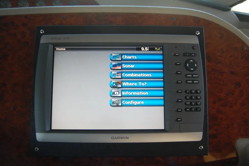 Slide: The Image of Garmin GPS display on 1998 Bayliner 5788 Pilot House Motoryacht, showing San Francisco Bay navigation. - 34