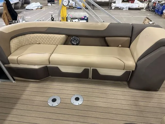 Slide: The Image of Interior of Godfrey Pontoons Sweetwater 2286 SB 2026 with beige sofa. - 5