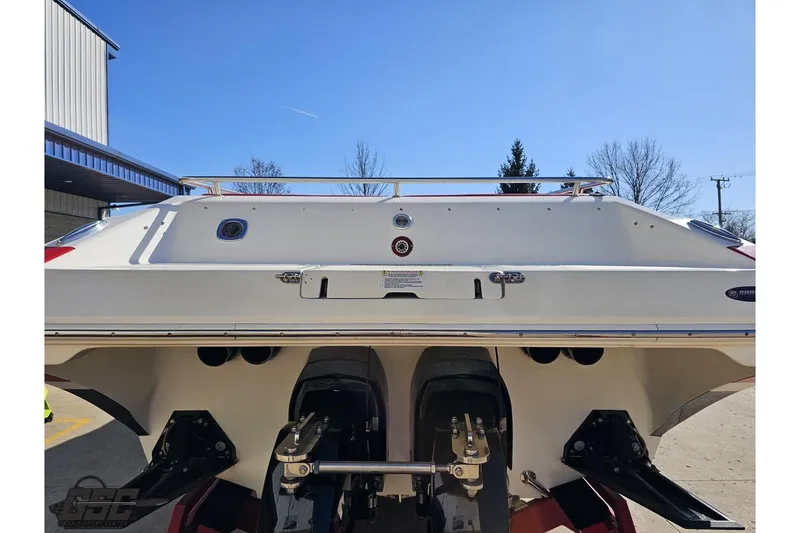 Slide: The Image of Rear view of 2009 Fountain 47 Lightning boat with dual engines and sleek design. - 32