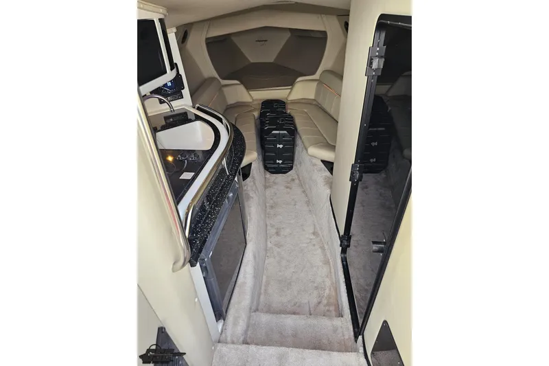 Slide: The Image of Interior of 2009 Fountain 47 Lightning boat with seating and kitchenette. - 89