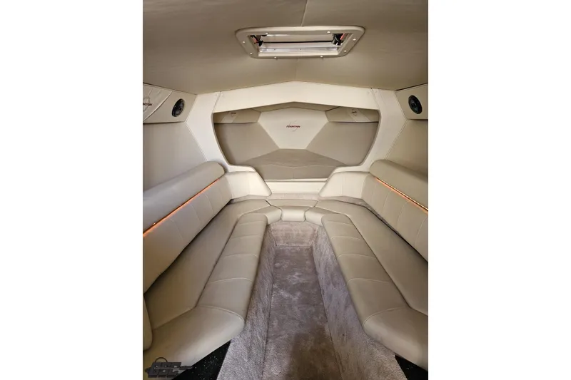 Slide: The Image of Interior of 2009 Fountain 47 Lightning boat with beige seating and modern design. - 95