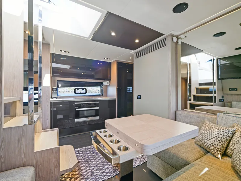 Slide: The Image of Interior of Azimut 51 Atlantis yacht, modern kitchen and dining area. - 42