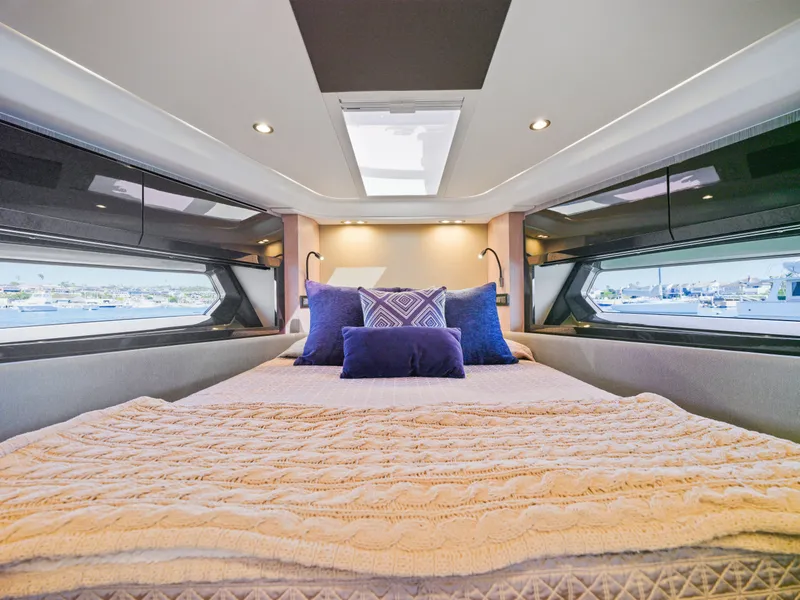 Slide: The Image of Luxurious bedroom in Azimut 51 Atlantis yacht, year 2019. - 47