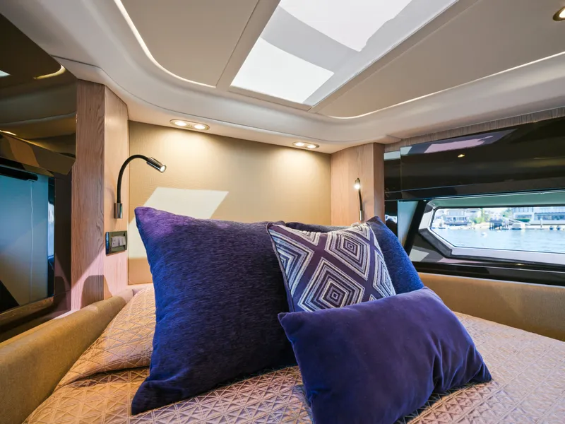 Slide: The Image of Luxurious bedroom in Azimut 51 Atlantis yacht, 2019 model. - 49