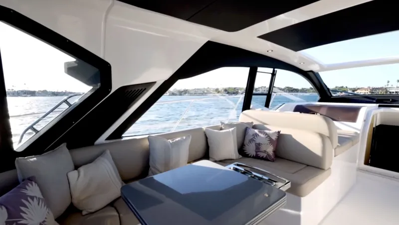 Slide: The Image of Azimut 51 Atlantis yacht 2019 in Newport, sunny day. - 11