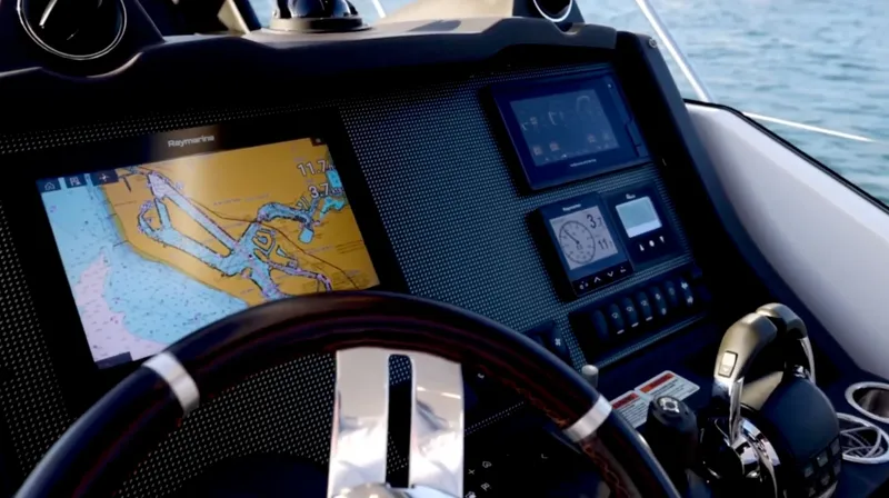 Slide: The Image of Azimut 51 Atlantis Yacht 2019 cruising on open sea, view from deck. - 17