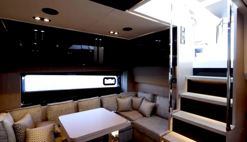 Slide: The Image of Interior of Azimut 51 Atlantis yacht, modern design, ocean view. - 20