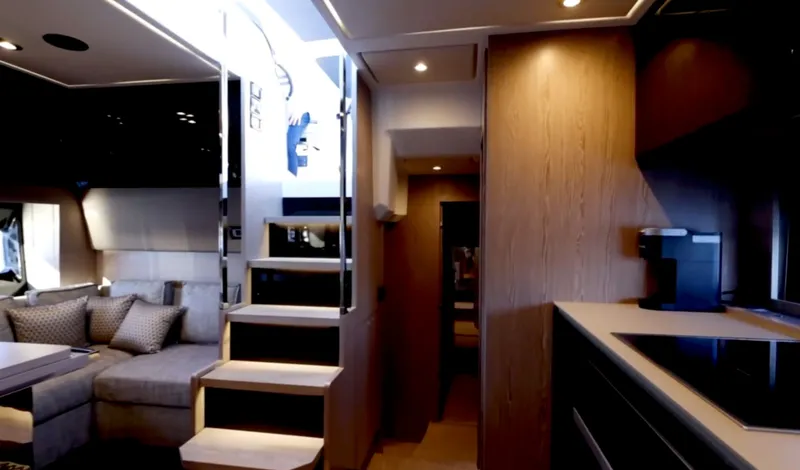 Slide: The Image of Interior of Azimut 51 Atlantis yacht, modern design, ocean view. - 21