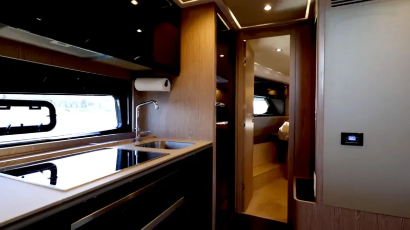 Slide: The Image of Interior of 2019 Azimut 51 Atlantis yacht with ocean view. - 23