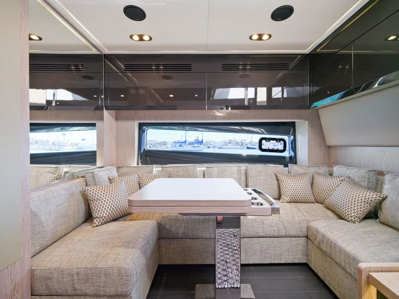 Slide: The Image of Interior of 2019 Azimut 51 Atlantis yacht with elegant seating area. - 34