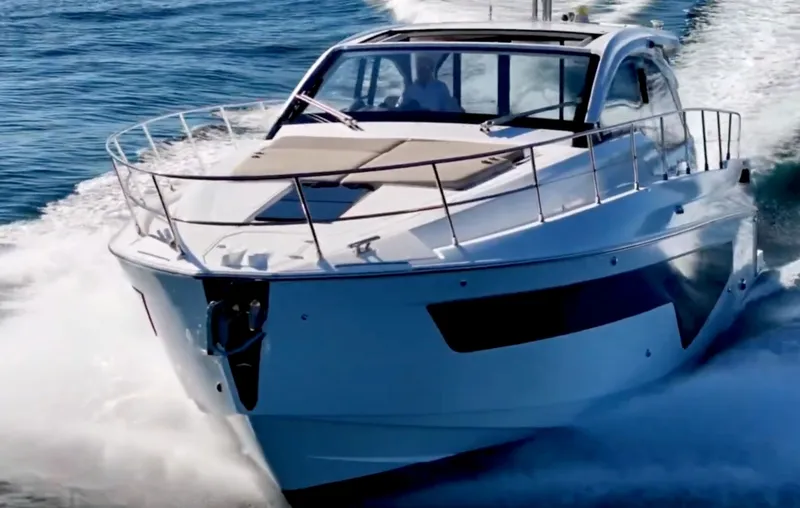 Slide: The Image of 2019 Azimut 51 Atlantis yacht cruising on open sea. - 7