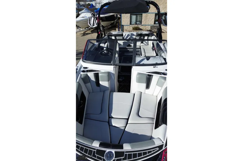 Slide: The Image of 2015 Nautique Super Air Nautique G23 boat interior with sleek seating and modern design. - 44