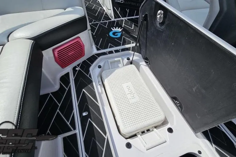 Slide: The Image of 2015 Nautique Super Air Nautique G23 interior with Igloo cooler and stylish seating. - 69