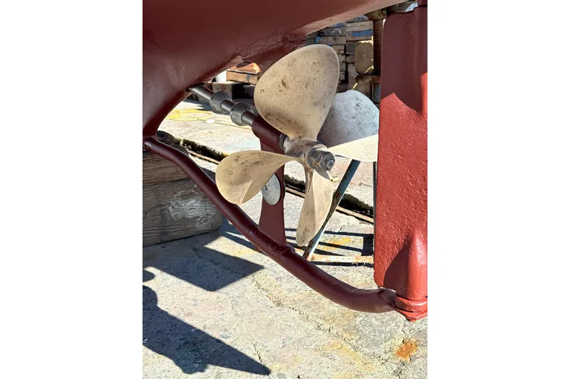 Slide: The Image of Propeller of a 1974 Dyer 29' Sport Fisher boat on dry dock. - 17