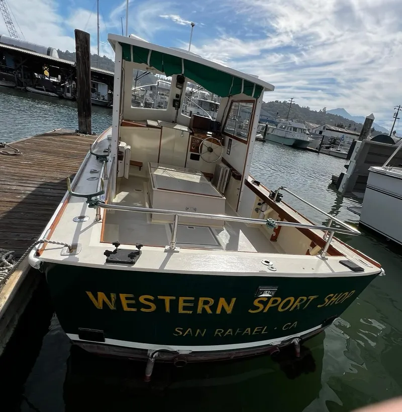 Slide: The Image of 1974 Dyer 29' Sport Fisher boat docked at marina, San Rafael, CA. - 6