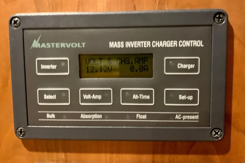 Slide: The Image of Mastervolt inverter charger control panel on 2006 Sabre 38 Hard Top Express. - 48