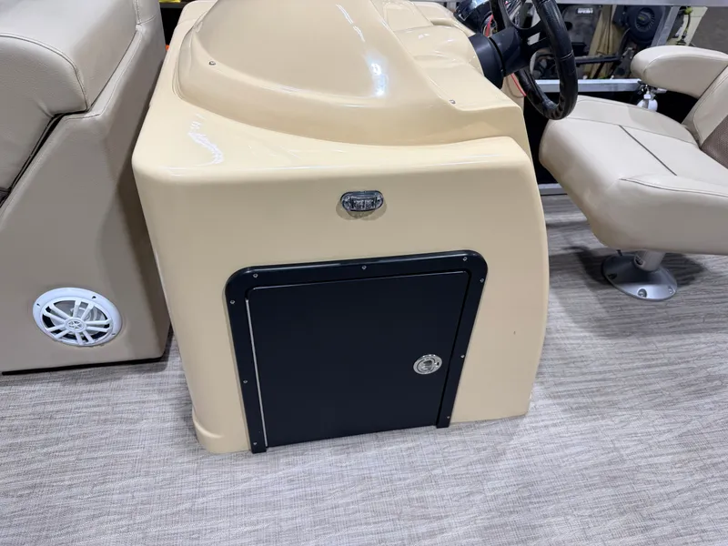 Slide: The Image of Interior of Northstar 2200 Cruise Pontoon 2023 with steering console. - 20