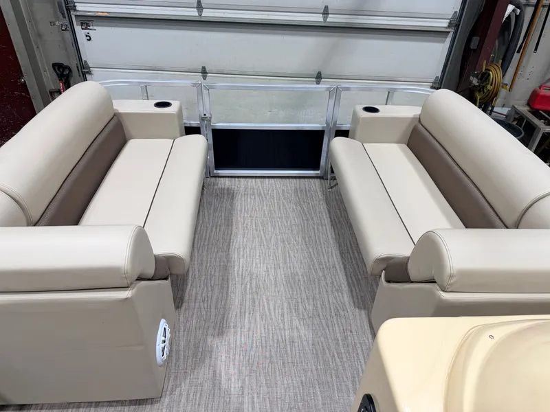 Slide: The Image of Interior of 2023 Northstar 2200 Cruise Pontoon with beige seating. - 3