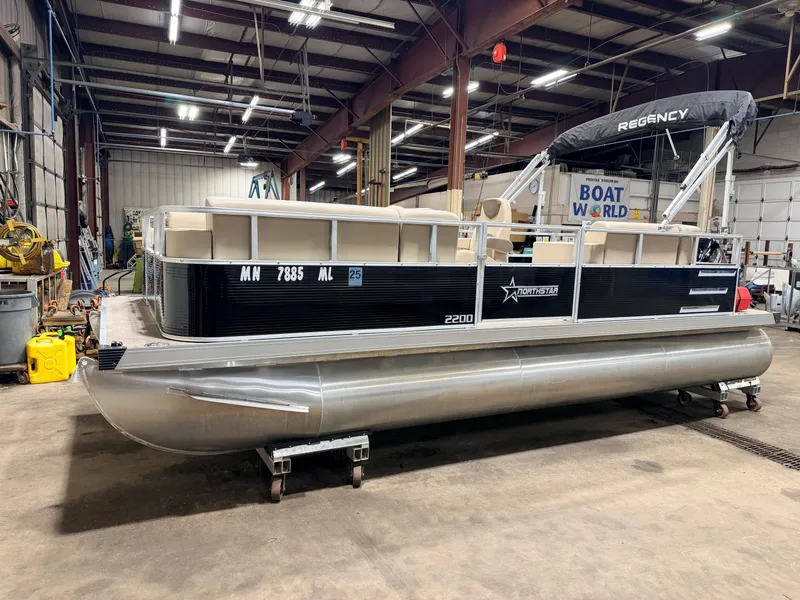 Slide: The Image of 2023 Northstar 2200 Cruise Pontoon indoors, priced at $19995. - 36