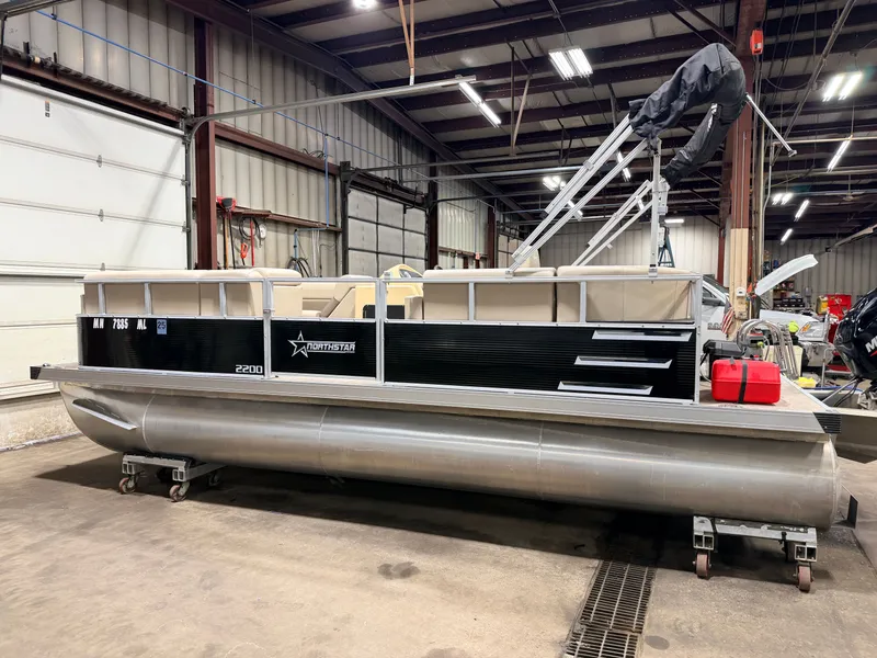 Slide: The Image of 2023 Northstar 2200 Cruise Pontoon in warehouse, priced at $19995. - 38