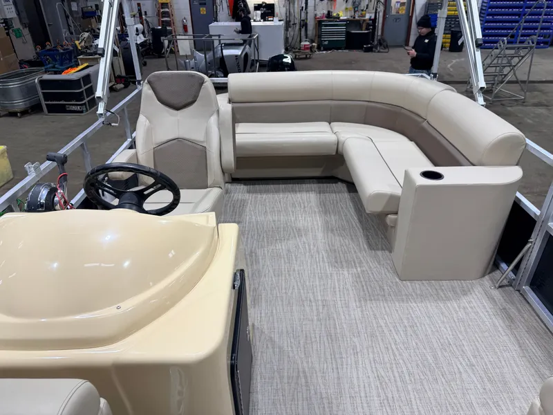 Slide: The Image of Interior of 2023 Northstar 2200 Cruise Pontoon with beige seating. - 5