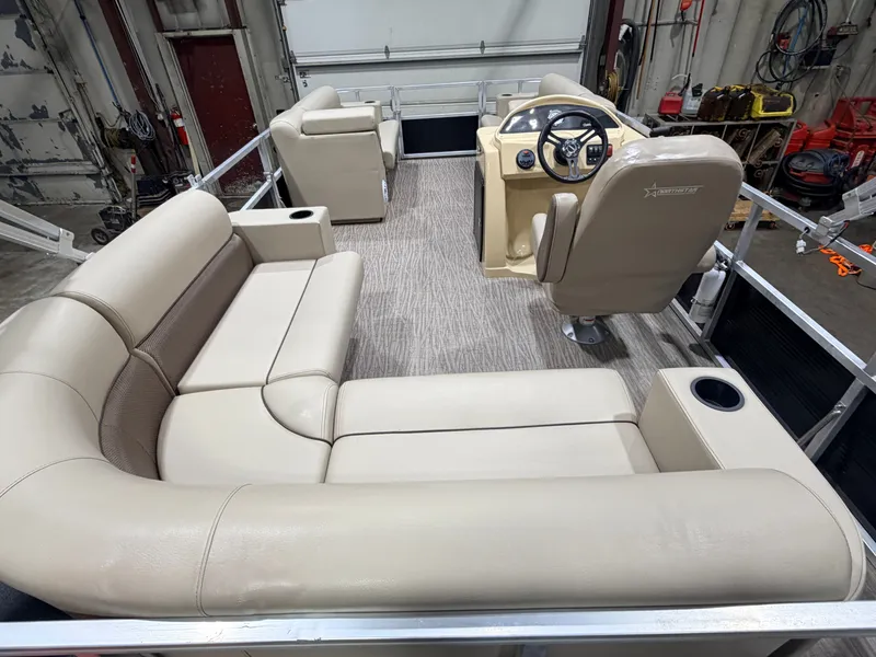 Slide: The Image of Interior of 2023 Northstar 2200 Cruise Pontoon with beige seating. - 8