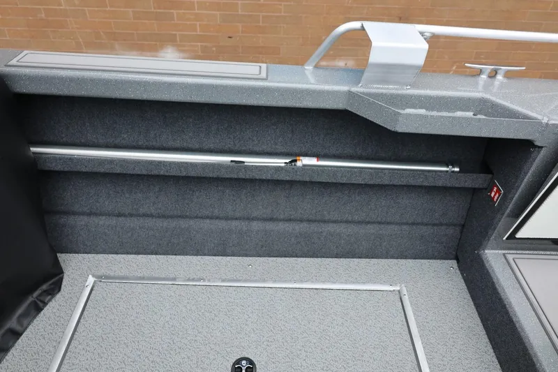 Slide: The Image of 2026 Thunder Jet 200 Luxor boat interior with sleek, modern design and storage features. - 28