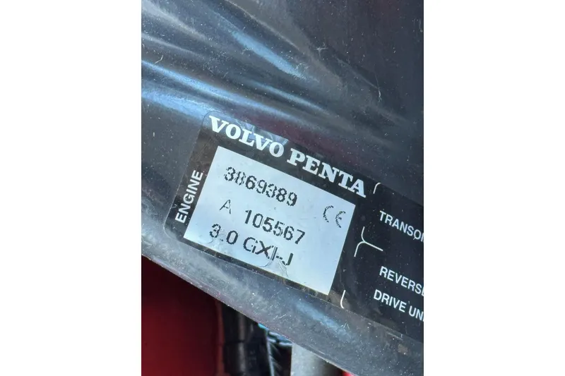 Slide: The Image of Volvo Penta engine label on 1987 Stardust Cruisers 14 x 54 houseboat. - 40