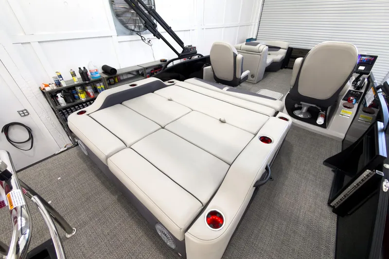 Slide: The Image of 2025 Barletta Cabrio 22UC interior with luxurious seating and modern design. - 26