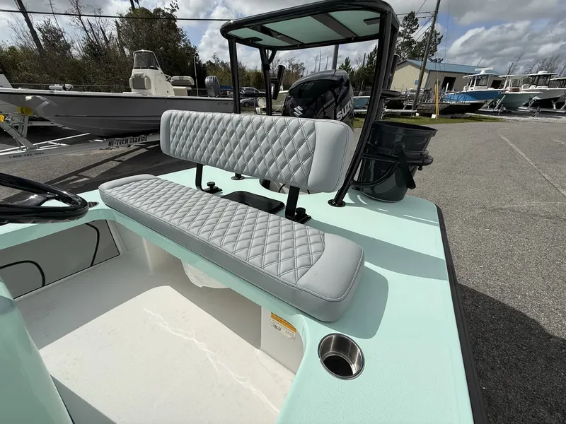 Slide: The Image of 2026 Delta Boatworks D18 CC with cushioned outdoor seating. - 8