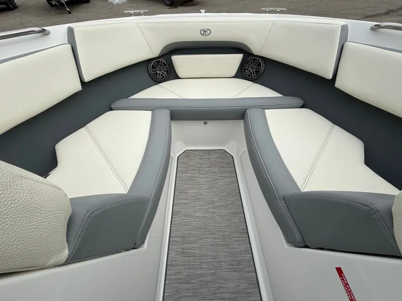 Slide: The Image of Interior of 2022 Cobalt CS23 Surf with gray and white seating. - 47