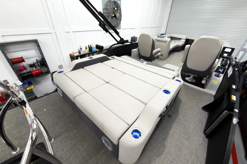 Slide: The Image of 2025 Barletta Cabrio 24UC interior with luxurious seating and modern amenities. - 26