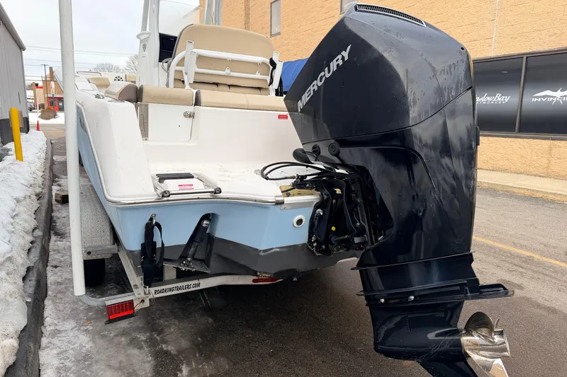 Slide: The Image of 2018 Tidewater 232 SS boat with Mercury outboard motor on a trailer. - 7