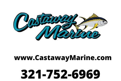 Slide: The Image of Castaway Marine logo with fish, website, and contact number for Sea Hunt Ultra 219, 2026. - 28
